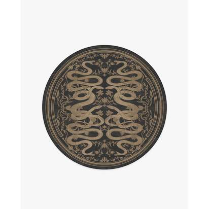 Sumaya Soft Black Flatwoven Rug by Martyn Lawrence Bullard - 185 Round cm - Rug + Pad System