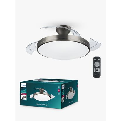 Philips Atlas LED Ceiling Fan Light, Nickel Metallic | H48.50 x W48.50 x D42cm