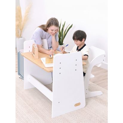 Boori Kids' Natty Desk and Chair Study Set White/Almond | H80 x W94 x D56cm