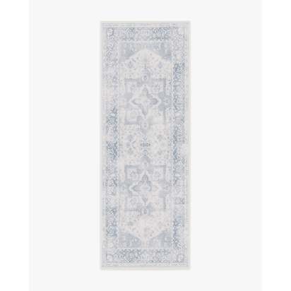 Kira Soft Blue Flatwoven Rug - 75 x 215 cm - Rug + Pad System