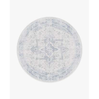 Kira Soft Blue Flatwoven Rug - 245 Round cm - Rug + Pad System