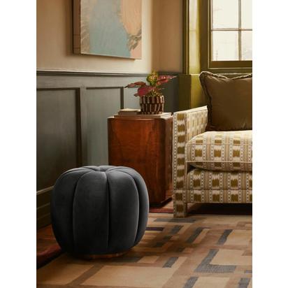 Sofia Footstool, Velvet, Grey Blue