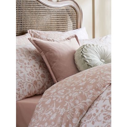 Laura Ashley Hanya Sage Leaf Square Cushion Dark Blush | H10 x W45 x D45cm