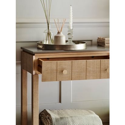 Laura Ashley Braystone 2 Drawer Console Table, Washed Oak Washed Oak | H83.00cm * W120.00cm * D34.00cm