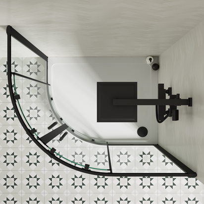 Harbour Primrose 6mm Matt Black Offset Quadrant Shower Enclosure - 1000 x 800mm