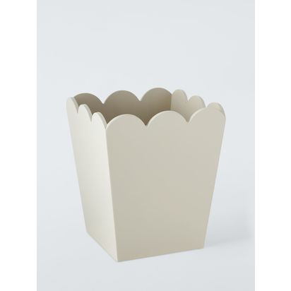 John Lewis Scallop Waste Paper Bin Greige | H27 x W23 x D23cm