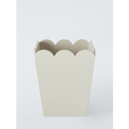 John Lewis Scallop Waste Paper Bin Greige | H27 x W23 x D23cm