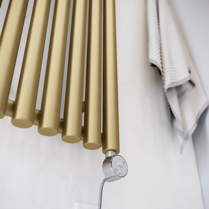 Terma Rolo Room E Single Panel 1800 x 370mm Electric Radiator with MOA Blue Heating Element - Brass