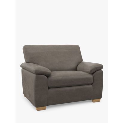 John Lewis Leather Loveseat, Light Leg Demetra Grey | H89 x W123 x D98cm