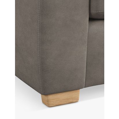John Lewis Leather Loveseat, Light Leg Demetra Grey | H89 x W123 x D98cm