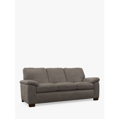 John Lewis Camden Grand 4 Seater Leather Sofa, Dark Leg Demetra Grey | H89 x W214 x D98cm