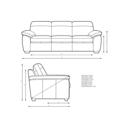 John Lewis Camden Grand 4 Seater Leather Sofa, Dark Leg Demetra Grey | H89 x W214 x D98cm