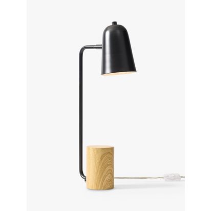 west elm Liam Wood Base Table Lamp, Black Black Black | H51 x W11 x D22cm