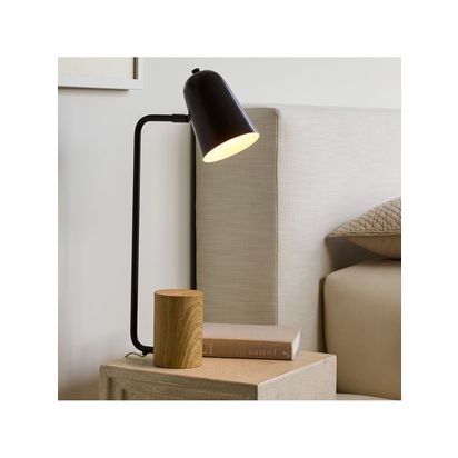 west elm Liam Wood Base Table Lamp, Black Black Black | H51 x W11 x D22cm