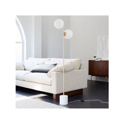 west elm Sphere + Stem Floor Lamp, White White White | H157 x W37 x D18cm