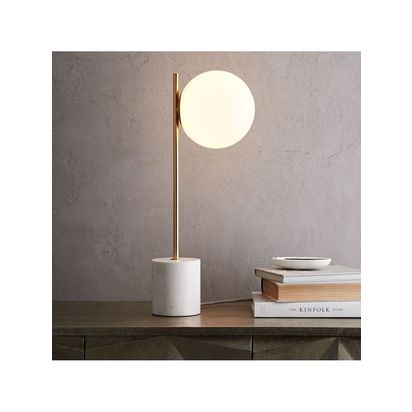 west elm Sphere + Stem Table Lamp, White White White | H56 x W22 x D22cm