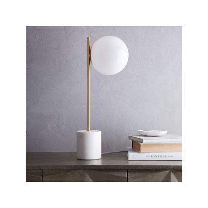 west elm Sphere + Stem Table Lamp, White White White | H56 x W22 x D22cm
