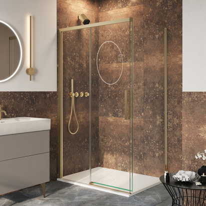 Crosswater Asura 8mm Brushed Brass 1400mm Sliding Shower Door & 900mm Side Panel
