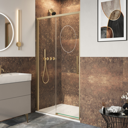 Crosswater Asura 8mm Brushed Brass Sliding Shower Door - 1400mm