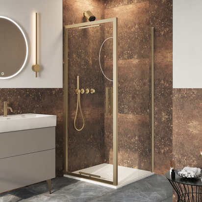 Crosswater Asura 8mm Brushed Brass 800mm Infold Shower Door & 800mm Side Panel