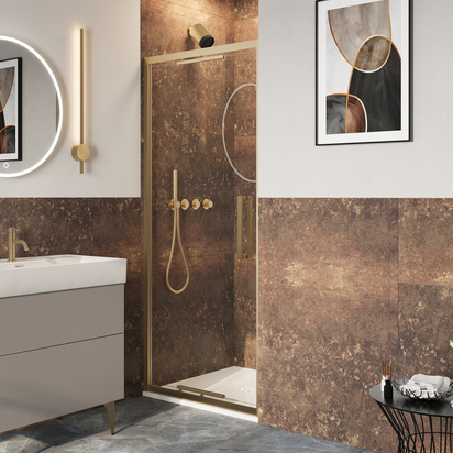Crosswater Asura 8mm Brushed Brass Infold Shower Door - 800mm