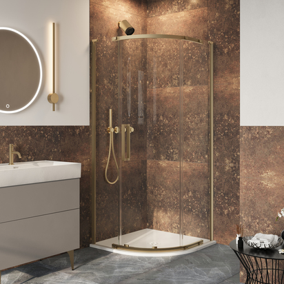 Crosswater Asura 8mm Brushed Brass 900 x 900mm Quadrant Shower Door with Sleek Handle