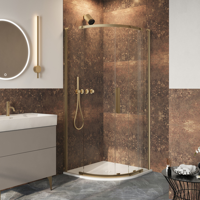 Crosswater Asura 8mm Brushed Brass 900 x 900mm Quadrant Shower Door with Sleek Handle