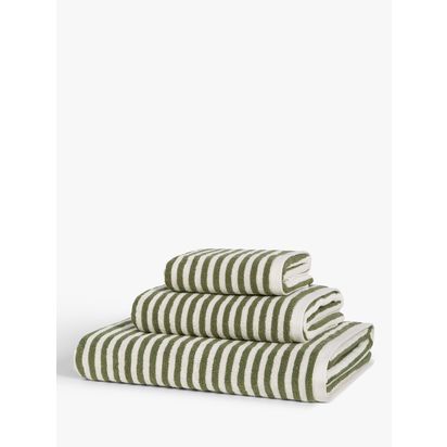 John Lewis Fine Stripe Towels Avocado | L135 x W70cm