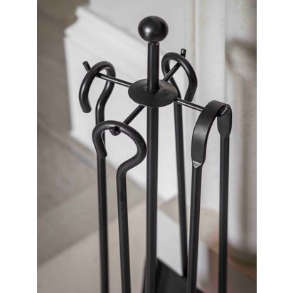 Garden Trading Fire Place Tool Set, 4 Piece, Black Powder Coated | H67 x W21 x D21cm