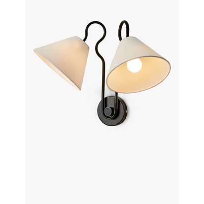 MADE Madelyn 2 Arm Wall Light, Black Black | H34.5 x W47.5 x D26cm