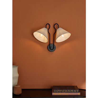 MADE Madelyn 2 Arm Wall Light, Black Black | H34.5 x W47.5 x D26cm