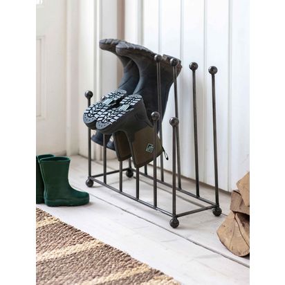 Garden Trading Farringdon Metal Welly Stand, Dark Grey Black | H52 x W54 x D20cm