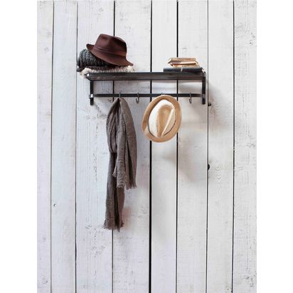Garden Trading Farringdon Wall-Mounted Metal Luggage Rack, Dark Grey Dark Grey | H20 x W20 x D70cm