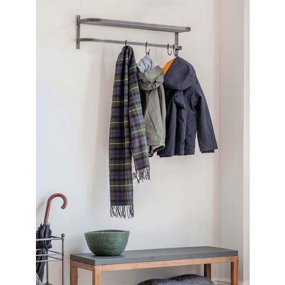 Garden Trading Farringdon Wall-Mounted Metal Luggage Rack, Dark Grey Dark Grey | H20 x W20 x D70cm