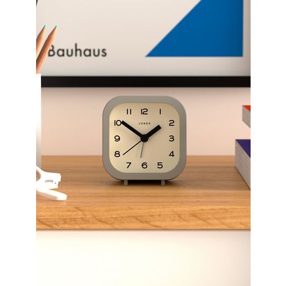 Jones Clocks Bob Analogue Alarm Clock Grey | H7.8 x W7.3 x D4.2cm