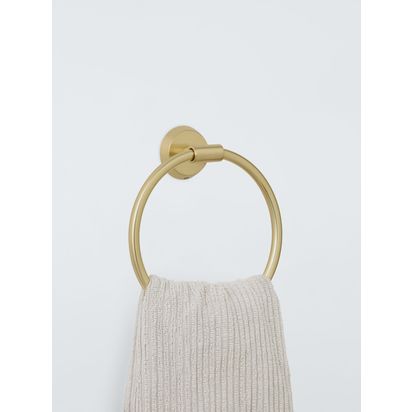 John Lewis Elegance Towel Ring, Brushed Brass Gold | H18 x W16 x D5cm