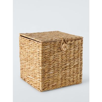 John Lewis Bulrush Storage Trunk, Medium Natural | H27 x W27 x D27cm