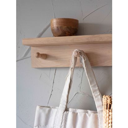 Garden Trading Hambledon Peg Shelf,  Natural Natural | H9 x W9 x D80cm
