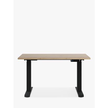 Bisley Sit/Stand Desk, 120cm, Oak Laminate/Black Oak/Black | H127.50 x W120 x D65cm