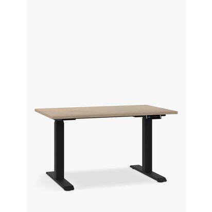 Bisley Sit/Stand Desk, 120cm, Oak Laminate/Black Oak/Black | H127.50 x W120 x D65cm