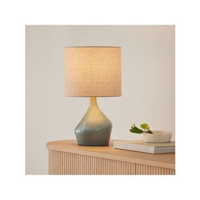 west elm Asymmetry Ceramic Table Lamp, Green Jade Green Jade | H43 x W25 x D25cm