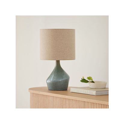 west elm Asymmetry Ceramic Table Lamp, Green Jade Green Jade | H43 x W25 x D25cm