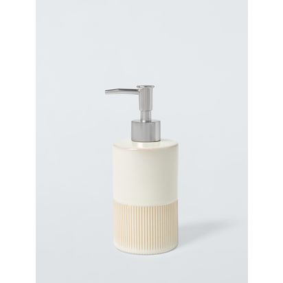 John Lewis Reactive Glaze Two Tone Soap Dispenser, Natural Natural | H17 x Dia.7.5cm
