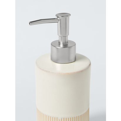 John Lewis Reactive Glaze Two Tone Soap Dispenser, Natural Natural | H17 x Dia.7.5cm