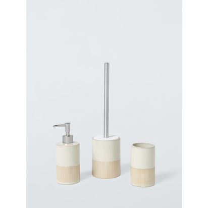 John Lewis Reactive Glaze Two Tone Soap Dispenser, Natural Natural | H17 x Dia.7.5cm