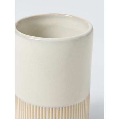 John Lewis Reactive Glaze Two Tone Bathroom Tumbler, Natural Natural | H11 x Dia.7.5cm