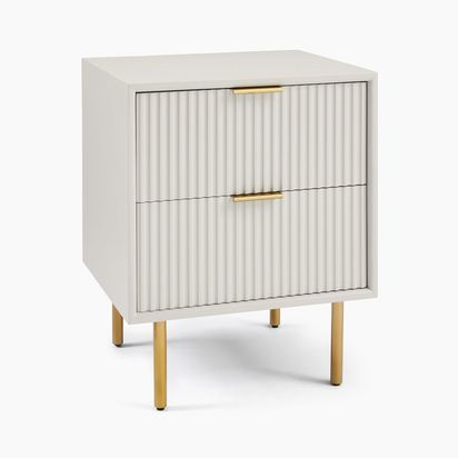 Quinn Lacquer Bedside Table (53 cm), Haze, Antique Brass