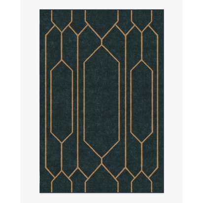 Bryant Marine Blue & Gold Flatwoven Rug by The Hiltons - 185 x 275 cm - Rug + Pad System