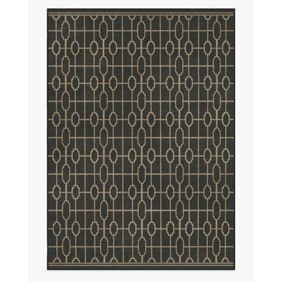 Diana Trellis Black & Gold Flatwoven Rug by The Hiltons - 305 x 425 cm - Rug + Pad System