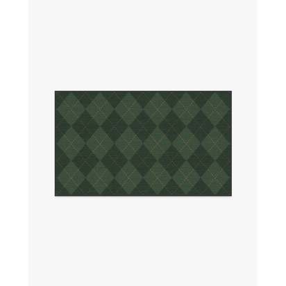 Oliver Argyle Forest Green Flatwoven Rug - 90 x 150 cm - Rug + Pad System